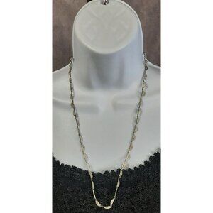 Vintage Napier Filigree Leaf White Painted Chain Necklace